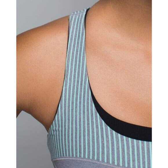 LULULEMON Run: First Base Tank Sz 6 Cliff Hanger Stripe Heathered Slate - Picture 2 of 8
